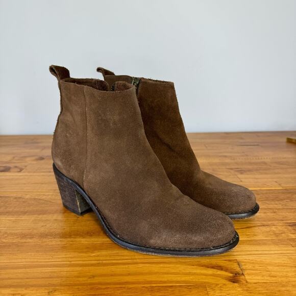 Diesel Shoes - Diesel Pinky Brown Leather Side Zip Ankle Heeled Boots Size 39